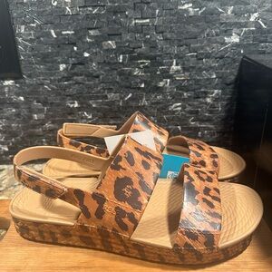 REEF Water Vista Women's size 11 Leopard Open Toe Sling Back Sandals Water Shoes